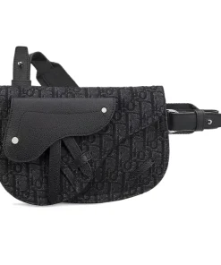 Túi Đeo Chéo Nam Dior Saddle Pouch Dior Oblique Jacquard Black 1ADPO095YKY H00N Màu Đen