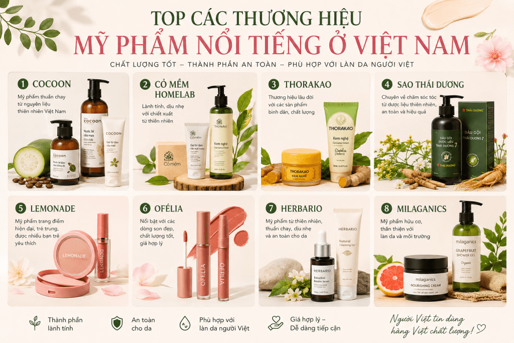mỹ phẩm việt nam được ưa chuộng nhất hiện nay