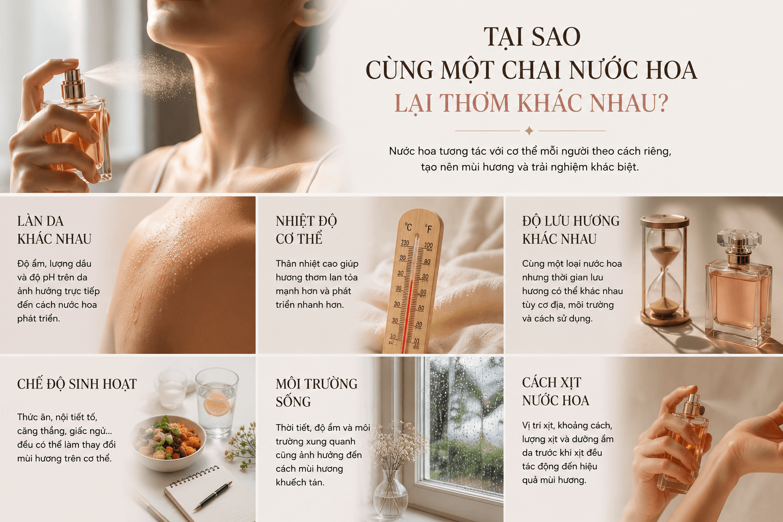 tại sao cùng một chai nước hoa lại thơm khác nhau
