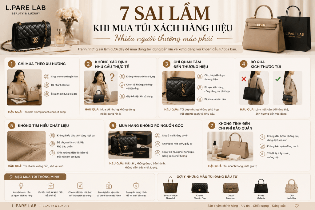 sai lầm khi mua túi xách hàng hiệu